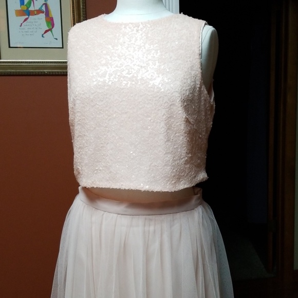 Bill Levkoff peach formal skirt/top - Picture 2 of 7
